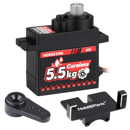 HobbyPark Waterproof Coreless High Torque Micro Servo for Axial 1/24 RC Crawler (C10 JLU Bronco, Base Camp 4Runner, Gladiator & Dodge Power Wagon, Deadbolt), Metal Geared Upgrade Servo with Mount