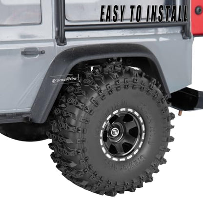 1.0 Beadlock Wheel Tires Set for 1/24 SCX24,1/18 TRX4M RC Crawler Car,1.0 Beadlock Wheels 1.0 Beadlock Tires RC Upgrades Part,4pcs,Black - color: Black(4pcs)