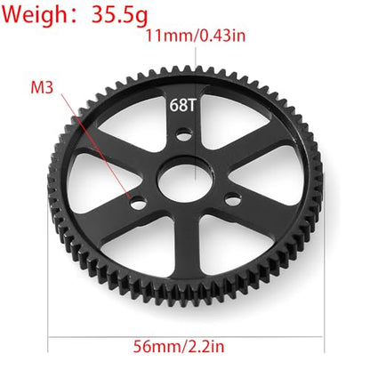 32P Spur Gear, 68T 0.8 Metric Pitch, Compatible with 32P, Hardened Steel 68 Tooth 0.8M Spur Main Gear for 1/10 TRAXXAS Ford Rustler Slash Stampede 4X4 Summit T-Maxx E-REVO Jato Arrma, Replace #3961 - size: M0.8-Spur Gear-68T