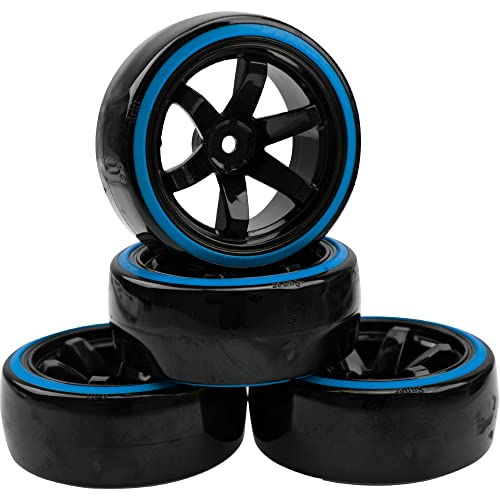 1/10 RC Drift Car Tires Hard Plastic Tyre & 12mm Hex Hub Wheel Rims 6 Spoke & 1/10 RC Drift Car Tires Hard Plastic Tyre & 12mm Hex Hub Wheel Rims 6 Spoke