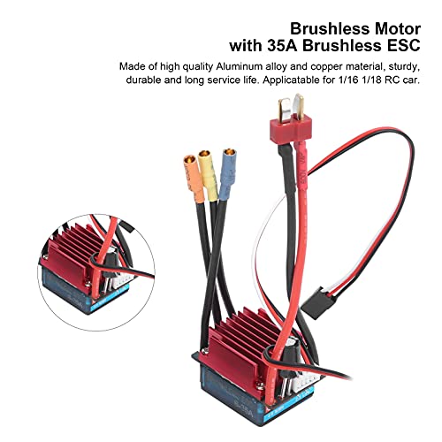 RiToEasysports RC Brushless Motor, High 4 Pole Sensorless 4500KV 2435 Motor with 35A ESC Combo for 1/16 1/18 Scale RC Car Truck Enthusiasts Off-Road Racing Hobbyists