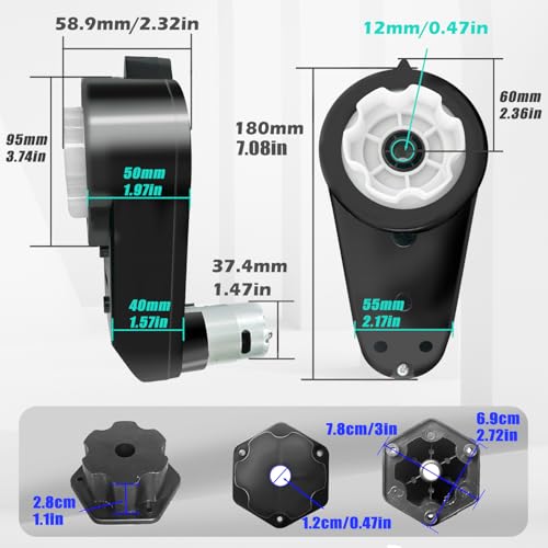 2Pack 24V RS555 12000RPM High Torque Drive Motor Gearbox for Power Wheels Motor Upgrade,30V 36V High Speed Motors Gearbox Conversion Kit for Kids Ride on Toys Car Replacement Parts,Free Coupler