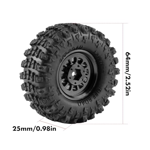 GLOBACT 1.3 Wheels Tires Offset -3.75mm for SCX24 AX24 TRX4M 1/18 1/24, BK - color: Black