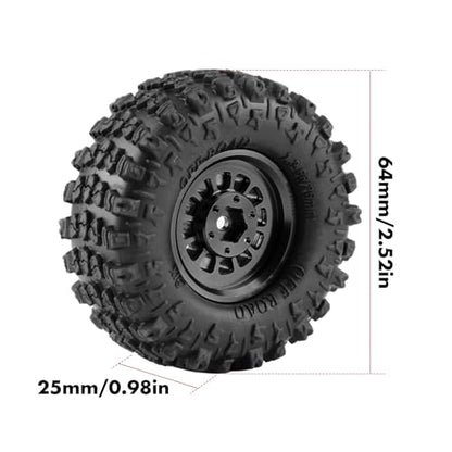 GLOBACT 1.3 Wheels Tires Offset -3.75mm for SCX24 AX24 TRX4M 1/18 1/24, BK - color: Black
