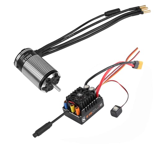 XC E3665 & E10 Sensored Brushless Motor and ESC Combo for RC Car,2-3S Lipo,IP67 Water Proof,Applicable to: 1/10 Short Course,Trucks,Monster (3300KV+E10 XT60) - size: 3300KV+E10 XT60
