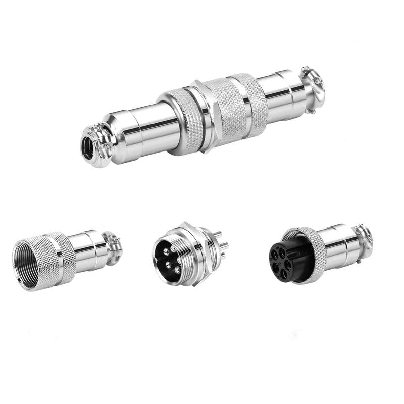 5Set GX16 5pin Male+Female Combination Aviation Plug Socket Connector,Panel Mounted Metal Circular Adapter Thread Locking,5A/125V,16mm,Welded,for Electrical and Electronic Connections - size: 5Pin