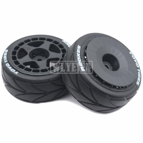 4PCS RC 1/10 On-Road Tires 65mm RC Rubber Tires w/Plastic Wheel Rim 12mm Hex Fit for 1/10 RC On-Road Rally Car HPI Tamiya TT01 TT02 Kyosho Wltoys 144001 - color: Black 1