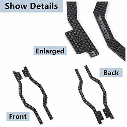 Maleonn 2Pcs RC Carbon Fiber Frame Rail High Clearance for 1/24 RC Crawler Car SCX24 Chassis Upgrades AXI90081 Deadbolt AXI00001 C10 AXI00002 JLU Accessories Replacement Parts - size: Heighten