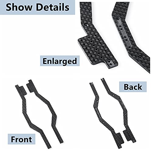 Maleonn 2Pcs RC Carbon Fiber Frame Rail High Clearance for 1/24 RC Crawler Car SCX24 Chassis Upgrades AXI90081 Deadbolt AXI00001 C10 AXI00002 JLU Accessories Replacement Parts - size: Heighten