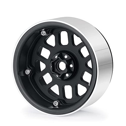 4PCS Aluminum 2.6inch Beadlock Wheels Rims Upgrades for Black Mamba 1/10th Monster Truck Accessories Parts (Black) - color: Black