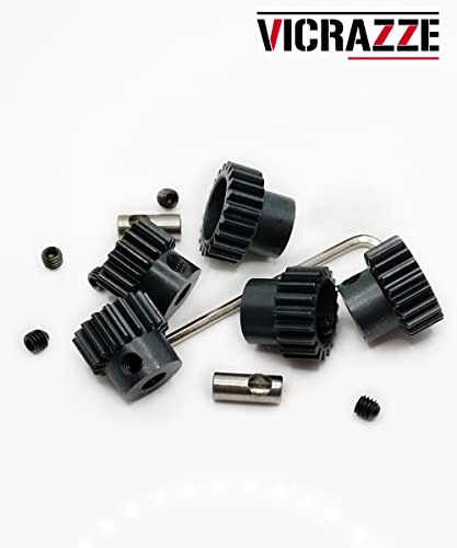 Raflot VICRAZZE 32p 5mm Pinion Gear Set 17T 18T 19T 20T 21T with 1/8 inch(3.175mm) Coupler and hex Key for 0.8 Metric Pitch RC Buggy Car Monster Truck