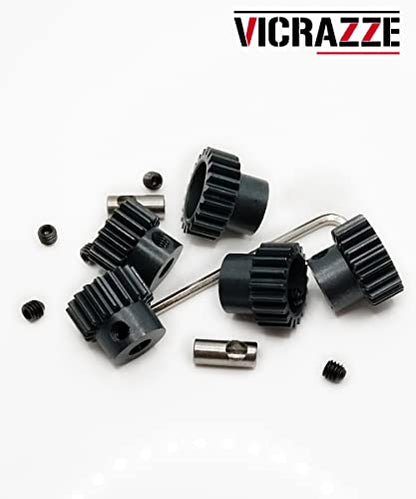 Raflot VICRAZZE 32p 5mm Pinion Gear Set 17T 18T 19T 20T 21T with 1/8 inch(3.175mm) Coupler and hex Key for 0.8 Metric Pitch RC Buggy Car Monster Truck