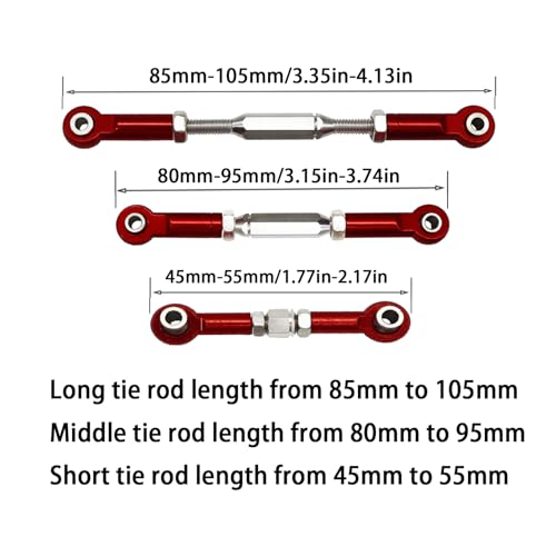 Stainless Steel Adjustable Turnbuckles/Camber Links with Rod Ends Set for 1/10 Traxxas Slash 4X4/2WD. (RED)