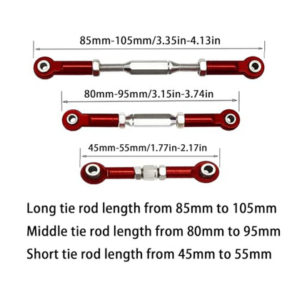 Stainless Steel Adjustable Turnbuckles/Camber Links with Rod Ends Set for 1/10 Traxxas Slash 4X4/2WD. (RED)
