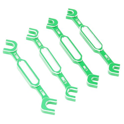 RC Car Wrench, 4PCS RC Car Repair Wrench Turnbuckle Nut Ball Joint Remover Aluminum Alloy RC Maintenance Spanner 3.0‑6.0mm for RC Car Truck - color: Green