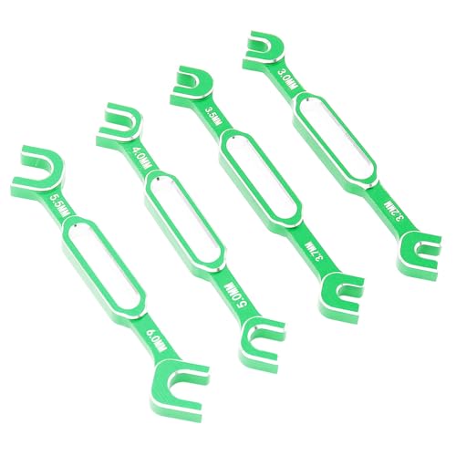 4PCS RC Car Wrenches, Aluminum Alloy Turnbuckle Nut Ball Joint Remover with 6.0mm Specifications, for RC Crawler Car Drift RV Repair and Maintenance (Green) - color: Green