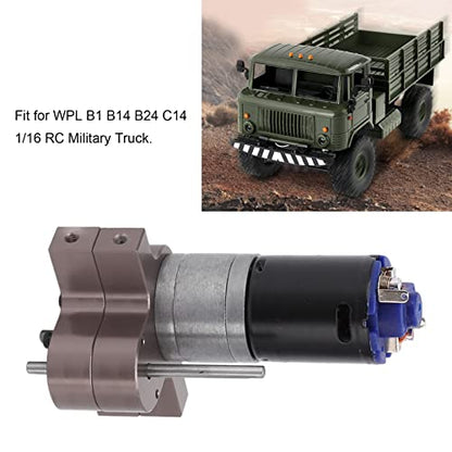 RC Gear Box, Metal Speed Change Gear Box with 370 Motor for WPL 1/16 RC Military Truck()
