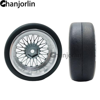 1/10 RC Drift Smooth Tires OD 2.56" & Aluminum Wheels 12mm Hex Hard Drift Racing Tyres for 1:10 1/12 Rally Street On Road Touring Car TT01 TT02 XV02 XV01 TA06 KYOSHO PTG2 4PCS (Titanium) - color: Titanium