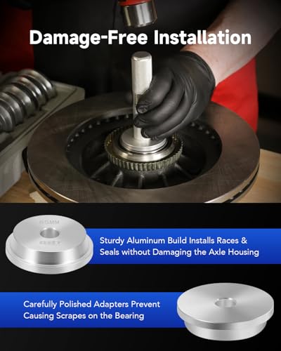 OMT Bearing Press Kit, 10pc Bearing Race and Seal Driver Set | Seal Installer Bearing Driver Kit for Bearing Installation with Seal Driver and 9 Bearing Adapters, Silver - size: 39.5 to 81 mm