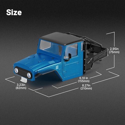 RC Spare Part Compatible with TRX4M for Defender for Bronco Hard Body Shell with Cage for 1/18 RC Crawler Car Upgrade Accessories(Blue) - size: Blue