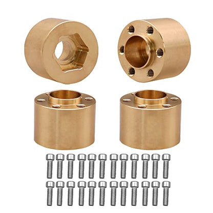 4Pcs Brass Weights 1.9 2.2 Inches Beadlock Wheels 12mm Hex Wheel Hub Widen Adapters for SCX10 TRX4 1/10 RC Crawler Upgrades (Gold, 15mm) - color: Gold, size: 15mm