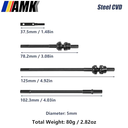 AMK 2-Joint 1/10 Capra Drive Shaft Offset Portal Axle Constant Velocity Driveshift UTB10 CVD Stub Shaft for RC Crawler Axial 1.9 Capra F9 Upgrades