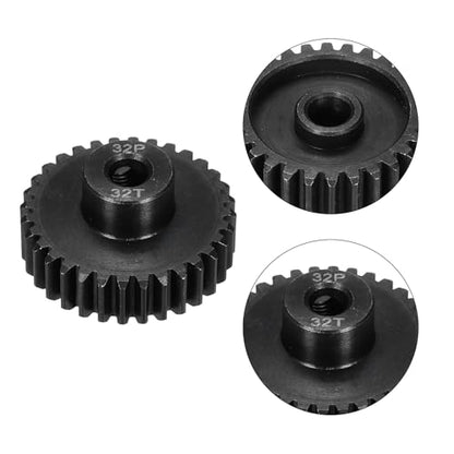 32P Steel Pinion Gear Set 32T for 5mm Shaft Hardened Steel Pinion Gear with Shaft Coupler Connector for RC Motor - style: 32T