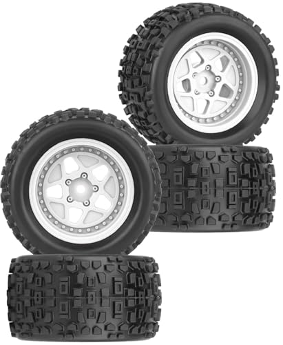 12mm Hex RC Truck Wheels and Tires for 1/18 Granite/1/18 Typhon RC Monster Truck Car,RC Drift Off Road Buggy Rally Truck Tires,4Pcs(White) - color: White - (4pcs Wheel)