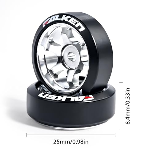 4Pcs 20mm 1/28 Rc Car Drift Wheel Hub with Drift Rc Car Logo Tires for 1/24 1/28 Mini-Z Mini-Q TG Racing Wltoys K969 RC Drift Car Upgrade Parts (Titanium)