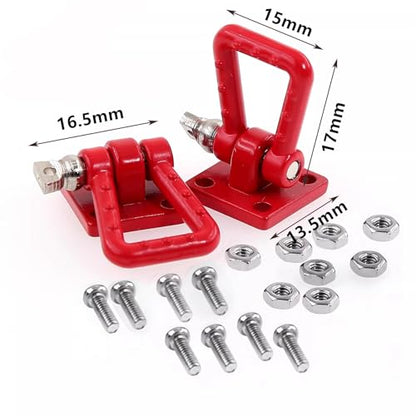 2 Sets Metal Climbing RC Trailer Tow Hook Decorations Accessories for 1/10 Crawler Car Axial SCX10 D90 D110 TRX4 TRX6 Redcat Upgrades Parts(Red) - size: CC01abR