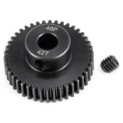 Steel 48P Motor Gear 5mm Bore 42T for 1/10 1/8 1/6 1/5 RC Buggy | Monster Truck Drift Car Off-Road Crawler Part Pinion Gears - size: 42T