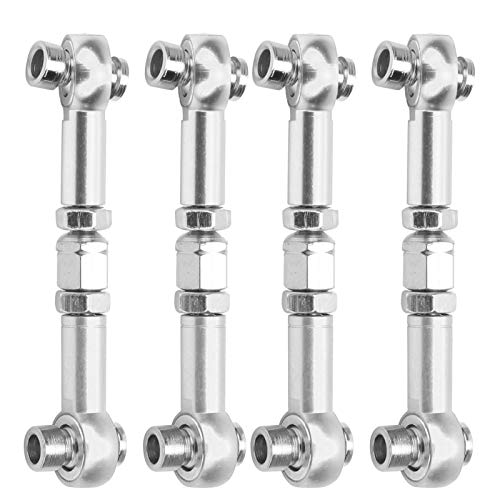 4Pcs Aluminum Alloy Steering Linkage Rods Upgrade Kit Fit for HSP 94122 94123/10 RC Cars Red Silver Metal Arms Replacement Parts Enhanced and Durability Truck Accessories - color: Silver