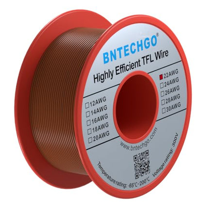 BNTECHGO 22AWG FEP Teflon Coated Wire Orange 50ft Tin-Plated Copper | 22 Gauge Strands Wire High-Temp FEP Insulation, -65°C to 200°C Rated, Aerospace Wiring, Medical Wiring, Scientific Equipment - size: 50ft Orange