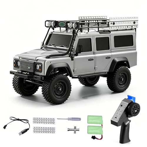1/18 Scales Remote Control Truck, MN-111 Remote Control Crawler with LED Lights, 2.4GHz Four Wheel Drive Rechargeable Climbing RC Truck for Teens Adults (Silver Grey) - color: Silver Grey