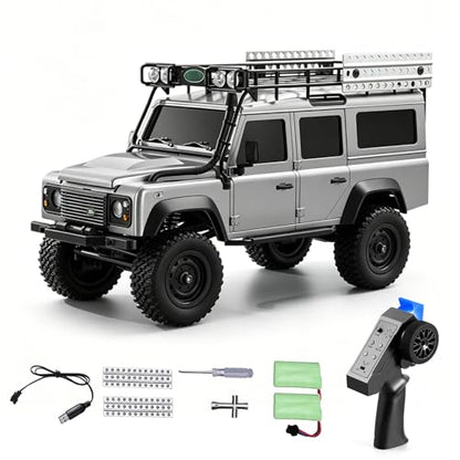 1/18 Scales Remote Control Truck, MN-111 Remote Control Crawler with LED Lights, 2.4GHz Four Wheel Drive Rechargeable Climbing RC Truck for Teens Adults (Silver Grey) - color: Silver Grey