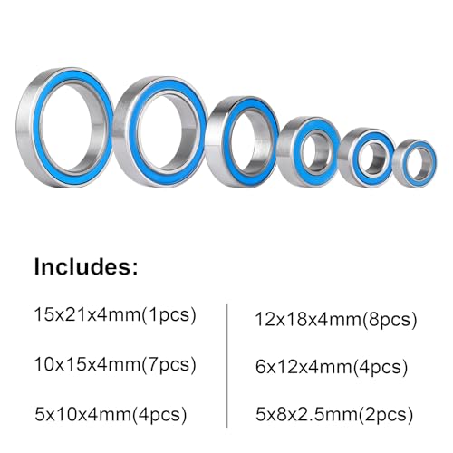 26PCS Ball Bearing Kit Steel Sealed for Arrma Big Rock Typhon Granite Senton 3S BLX 1/10 RC Truck Upgrade Parts