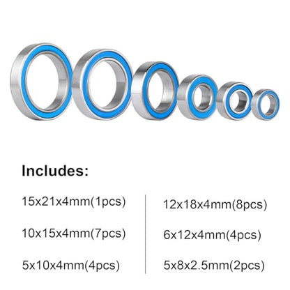 26PCS Ball Bearing Kit Steel Sealed for Arrma Big Rock Typhon Granite Senton 3S BLX 1/10 RC Truck Upgrade Parts