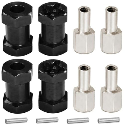 4PCS 12mm Hex Hub 20mm Aluminum Extension Hex for Axial SCX10 D90 90046 | 20mm CNC Wheel Hex Extenders for 1/10 RC Crawlers Redcat Gen7/Gen8 CC01 RC4WD Wider Stance & Tire Clearance with M4 Nuts Pins - color: Black
