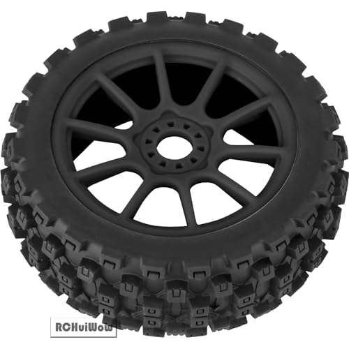 RC Buggy Tires 17mm Hex Wheels and Tires for 1/8 Scale Car Typhon 3S 6S,HSP Off-Road,Kyosho MP10,1/8 Scale RC Buggy Wheels & Rubber Tires,Black - color: Black(4pcs)