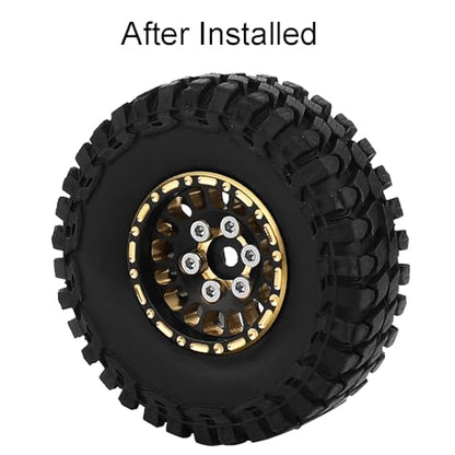 1.0 Brass Beadlock Wheel Rims 4PCS Wheels for All 1/24 Scale FCX24 Axial SCX24 Deadbolt C10 Gladiator 1/18 TRX4M RC Crawler Car Upgrades Parts (Pattern J)