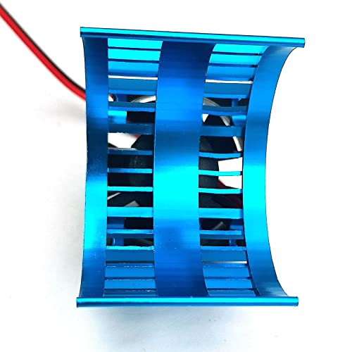 FainWan Alloy Heat Sink Heatsink with 5V Cooling Fan for 1/10 Car 540 550 3650 Size Brushless Engine Motor Remote Control Car Truck Buggy Crawler Blue