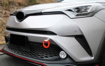 iJDMTOY Sports Red Track Racing Style Tow Hook Ring Compatible with Toyota 2018-up C-HR, 2019-up Corolla Hatchback, Made of Lightweight Aluminum - style: Red Tow Ring