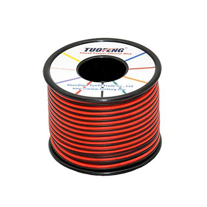 TUOFENG 22 AWG Silicone Wire, 100ft 2 Conductor | Parallel Wire - size: 22 AWG 2 parallel Silicone Wire 100ft