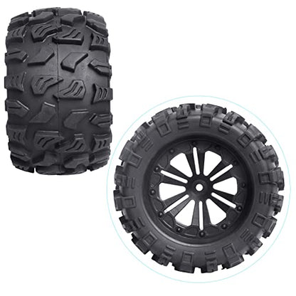 HobbyPark Pre-Glued 2.8" 12mm Hex 1/10 Scale RC Truck Tires and Wheels for Brushless Traxxas Rustler 4x4 VXL Stampede 4x4 2WD Redcat Volcano EPX Pro S30 Blackout XTE Pro(4-Pack)