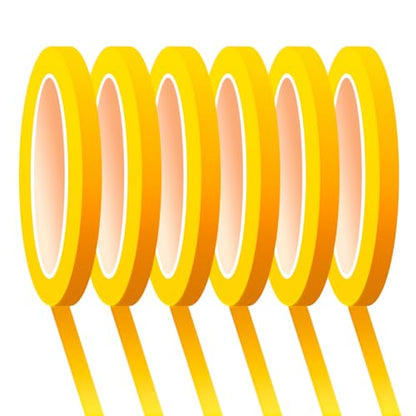 6 Rolls Fine Line Tape 1/16, 1/8, 1/5, 2/5, 1/2, 3/4 Inch x 55 Yard Fineline Masking Tape Painter Adhesive Automotive for DIY Car Auto Paint (Yellow, 1/8 Inches) - color: Yellow, size: 1/8 Inches