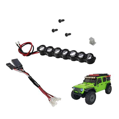RC Led Light Roof Bar for Axial SCX30,Yellow,Round | 1/30 Jeep Wrangler Rock Crawler Upgrade Accessories,Bright LED Lighting,Easy to Install - color: Yellow, size: Round