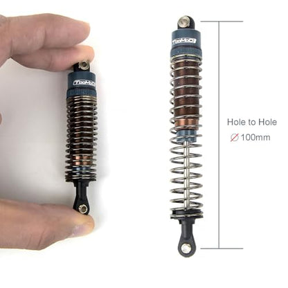 1/10 100mm RC Oil filled Shock Absorbers kit for Tamiya Bullhead SuperClod Buster TRX4 Axial SCX10 D90 Crawler Buggy Car Upgrades Replace Parts (Grey) - color: Gray