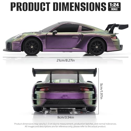 RC Drift Car, 1:24 4WD Remote Control Cars Vehicle with LED Light,2.4GHz 20KM/H High Speed RC Cars with Two Batteries & Drifting Tires Racing Sport Toy for Adults Boys Girls Kids - color: Purple