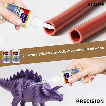 2-Pack Rubber Glue, Strong Flexible & Waterproof Super Glue for Rubber Repair, Heavy-Duty Adhesive for RC Tires, Shoe Soles, Seals, Hoses, Motorcycle Grips & Automotive Parts - size: 2 Pack