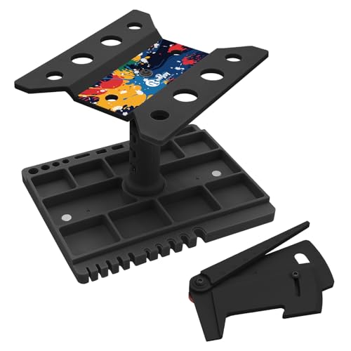 360 Degree Rotation RC Car Work Stand Lift Lower Repair Workstation with RC Car Ride Height Gauge for 1/10 1/12 1/14 1/16 Crawler Remote Control Car Truck Buggy, Black - color: Black